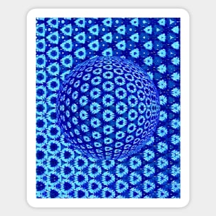 shades of light and dark blue mosaic over sphere Sticker